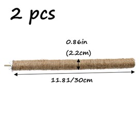 Semetall Bird Perch- 11.8"x 0.9" Nature Wood Stand Toy Branch Standing Rod Stand Cage Accessories for Parrots-2PCS