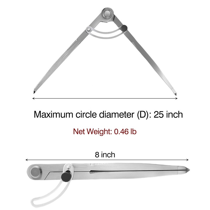 8 inch Professional Compass with Wing, Alloy Divider, Compass Geometry