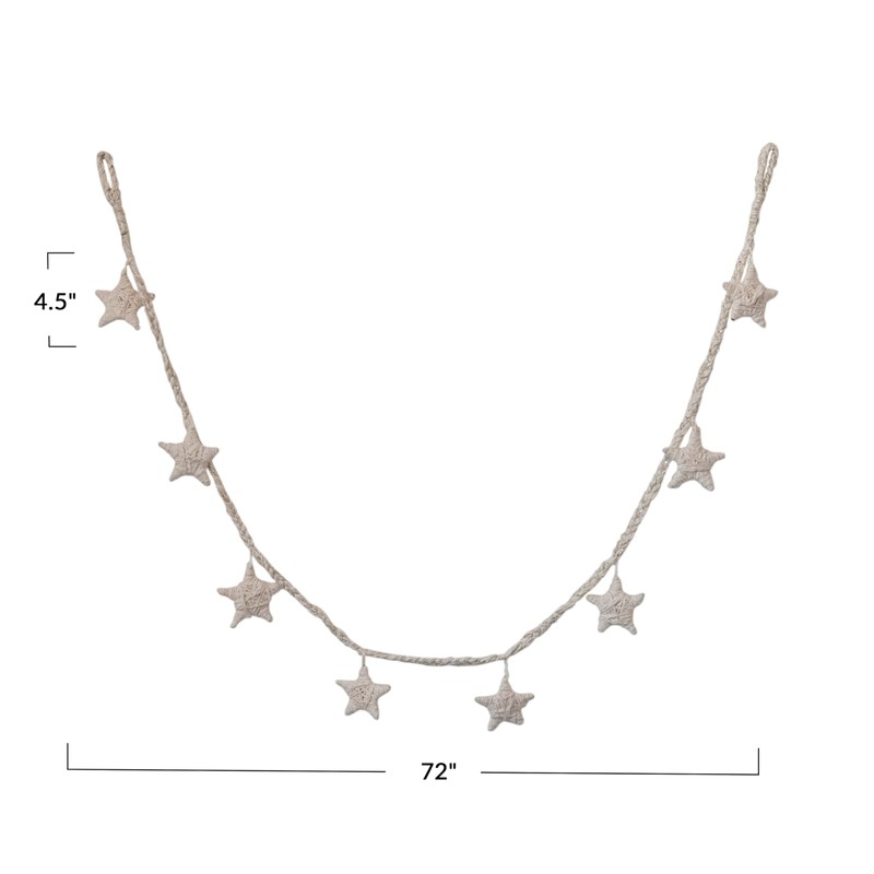 Creative Co-Op Handmade Cotton Blend Star Garland, Natural