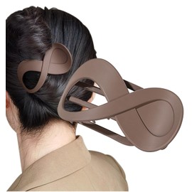 Herbeluemily HM-0087-R02-GYBE Hair Clip, Hair Claw, Eight Line, Gray Beige