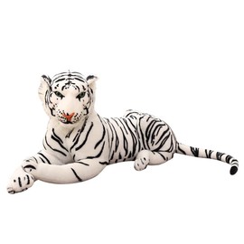 Tikwisdom Stuffed Animals-Tiger 65cm (including tail size), large plush toy tiger, stuffed animal cat, suitable for jungle theme, decoration, cuddling, gift for boys and girls! (white)