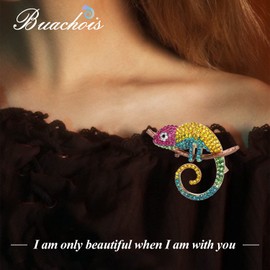 Brooches for Women with Crystal, Colourful Lizard Pins, Crystal Embedding Brooch, Lucky Attractive Jewellery, Eye-catching Party Rock Accessories, for Lady Party, Decorative Jewellery (Yellow)