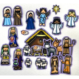 Nativity Felt Figures Flannel Board Stories 25 Pieces Christmas Scene Birth Jesus (Small)