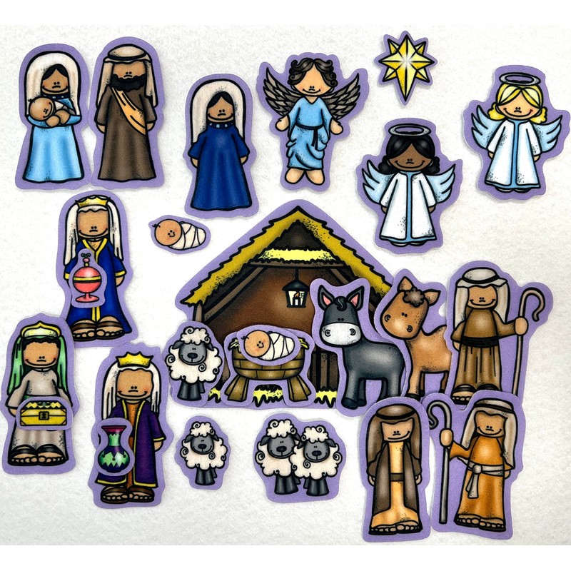 Nativity Felt Figures Flannel Board Stories 25 Pieces Christmas Scene