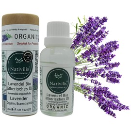 Nativilis Organic Lavender Essential Oil (Lavandula angustifolia) - Therapeutic Benefits - Skin and Hair Care - Promotes a Relaxing Night - Soothing Antibacterial Copaiba