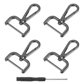 QUARKZMAN Pack of 4 Swivel Carabiner Hooks, 32 mm (1 Inch) D-Ring Removable Snap Hook Metal Lobster Clasp with Screwdriver for Making, Black