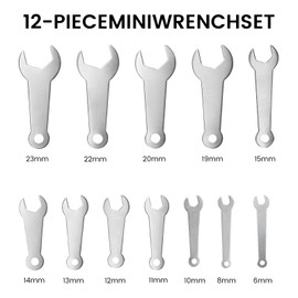 Biqing12PCS Thin Opening Wrench, Set, 2mm Small Wrench Set, Single End Spanner 6-23mm Auto Repair Furniture Assembly Mini Wrench, Set