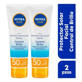 Protector solar facial Nive Sun Control brillo FPS50 Pack 2 x 50g
