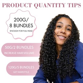 Human Crochet Hair for Black Women Curly Knotless Human Hair Crochet Bundles 18 Inch 50g Pre-Separated Feather Crochet Human Hair Wet and Wavy Invisible Crochet Hair Extensions Kit Natural Black