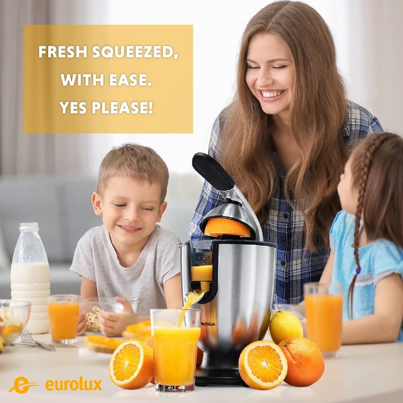 Eurolux Premium Electric Orange Juicer | Stainless Steel Citrus Squeezer