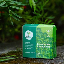 Last Forest Artisanal, Handcrafted, Handmade, Natural Honeycomb Beeswax Soap, Lemongrass, 100g - 100% Natural Ingredients, Moisturizing, Natural Beeswax, Bathing Soap for Men and Women