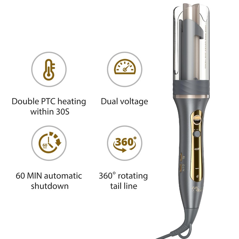 Zavarea Automatic Curling Iron, 1 Inch Hair Curler with 5