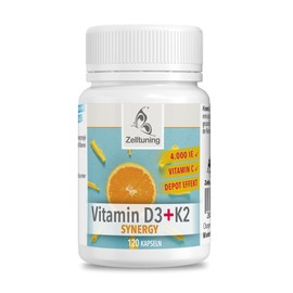 Zelltuning Vitamin D3 K2-120 Capsules in a Vitamin C Sunflower Lecithin Matrix