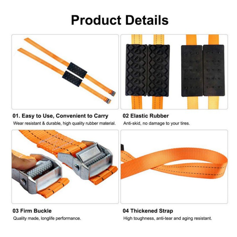 2Pcs Car Escape Board Chain Design Portable Anti Slip Rugged