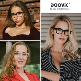 DOOViC 3 Pack Oversized Reading Glasses for Women Oprah Style Square Stylish Blue Light Blocking Anti Eyestrain Womens Readers 2.0 Strength