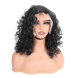 DreamPack 13x4 Vogue Curl Lace Front Wigs Human Hair Pre Plucked 200 Density HD Transparent Lace Frontal Wigs Human Hair for Women Glueless Wigs Human Hair with Baby Hair Natural Black Color 18Inch