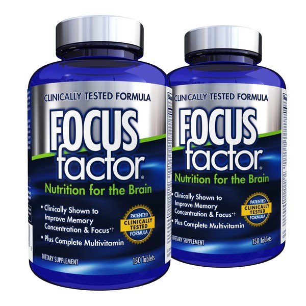 Focus Factor Nutrition for The Brain, Improved Memory & Concentration Brain Supplement, Original, 150 Count, Pack of 2