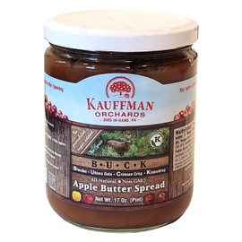 Kauffman Orchards "BUCK" Apple Butter Spread, No Sugar or Spice Added, Made with Blondee, Ultima Gala, Crimson Crisp, and Kindercrisp Apples, 17 Oz. Jar (Pack of 2)