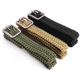 ParaLace EDC Brown Survival 550 Paracord Belt with Stainless Steel Buckle, 52 inch