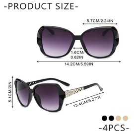UILYNIU 4 Pcs Women Sunglasses, Women Large Sunglasses, Classic Retro Polarized Sunglasses, Big Frame Shades, Oversized Sun Glasses Eyewear, Vintage Fashion Ladies Sunglasses (Multicolor) (Multicolor)