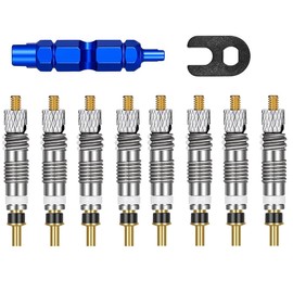 8 Pcs Presta Valve Cores, 1 PCS Extender Wrench and 1 Pcs Black Valve Core Remover Tool, Bicycle Presta Valve Remover Tool Kit, Valve Core Repair Tool, for Universal Road Bike and Mountain Bicycles
