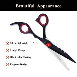 Professional 7” Black Diamond Barber Hairdressing Sharp Edge Scissors Stainless Steel Hair Cutting Thinning Shears Set For Salon Home With Razor Case Cleaning Cloth Kit by Sharpend