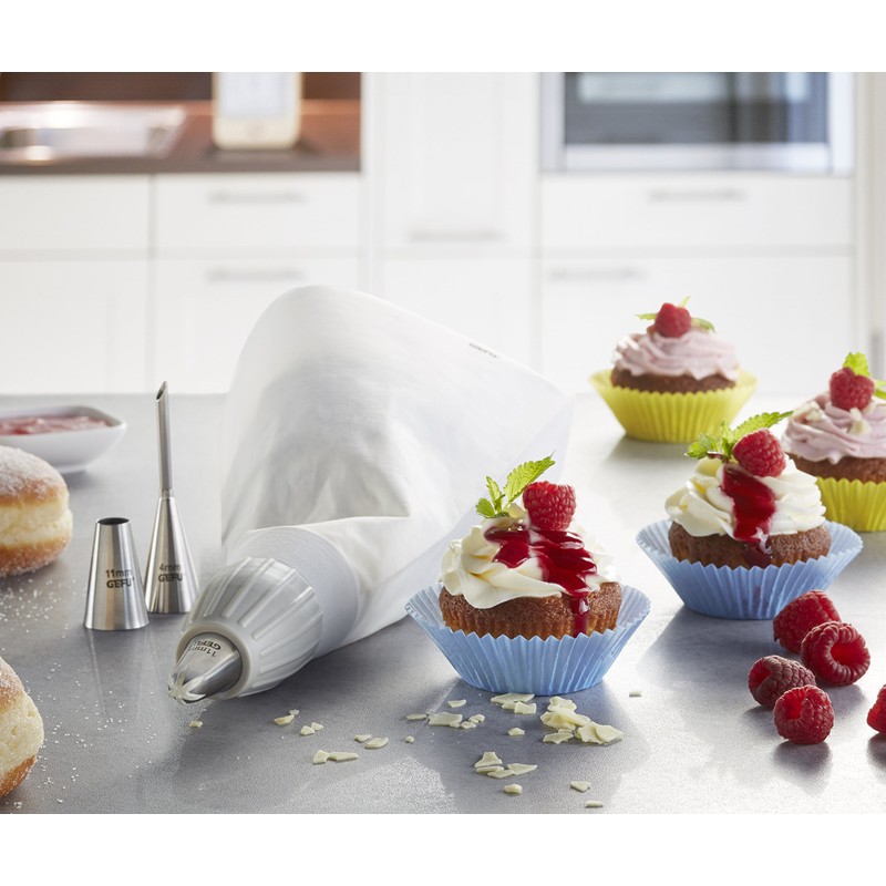 GEFU GF14330 Spritzbeutel-Set DECORE, 5tlg. 14330, Kunststoff, Silber