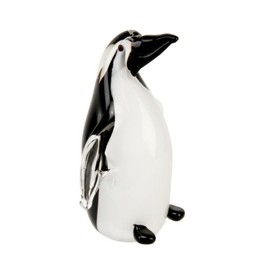 Glass Animal Paperweights Figurine - Black & White Penguin