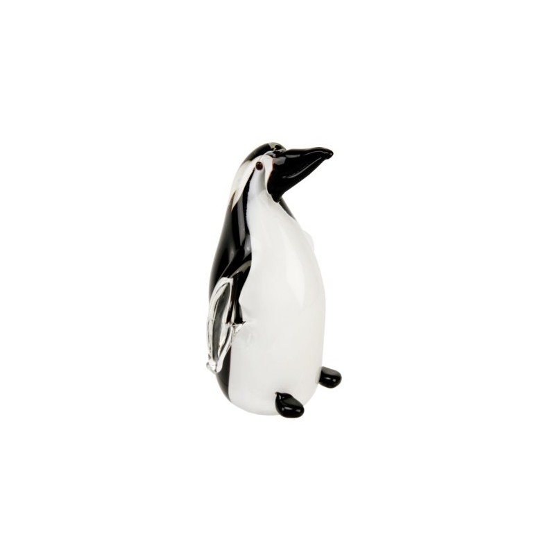 Glass Animal Paperweights Figurine - Black & White Penguin