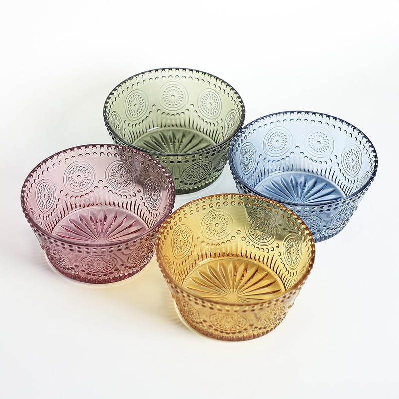 WAIT FLY Embossed Sunflower Glass Bowl Salad Bowl Candy Dish,