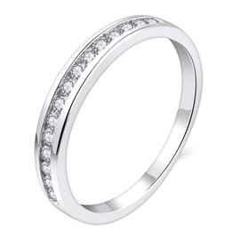 YL Stackable Ring Sterling Silver CZ Simulated Diamond Eternity Bands for Women-size6