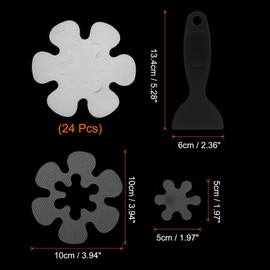 HARFINGTON 24pcs Non Slip Bathtub Stickers Bath Shower Floor 4" Anti-Slip Adhesive Sticker Tape Flower Style Decals with Scraper for Bathroom Kitchen Bathtub Treads Stairs, Transparent