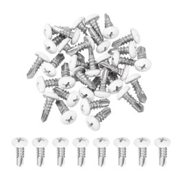 MECCANIXITY 30Pcs M4.8x13mm White Thick Pan Head Self Tapping Screws, 410 Stainless Steel Self Drilling Screws for Metal Sheet Metal Screw, Silver