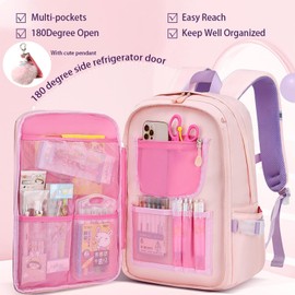 youcoscos Girls Backpack,Kawaii Bunny Backpack for Girls Kindergarten Cute Elementary Schoolbag with Lunch Box Kids Backpack Children Bookbag Casual Daypack with Chest Strap