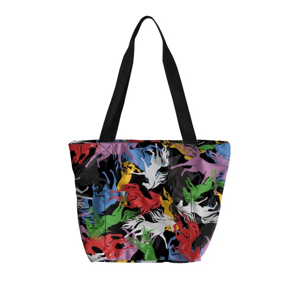 Shoulder Reusable Eco-friendly Shopping Bags Portable Storage Handbag (The horse-1,