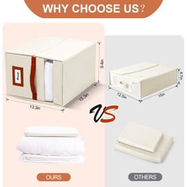 Jumpso 4 Pack Large Bed Sheet Organizer, Foldable King Queen Sheet Organizers and Storage with Oxford Fabric, Clear PVC Window & Leather Handle – Sheet Storage Set for Blankets, Duvet Cover Set