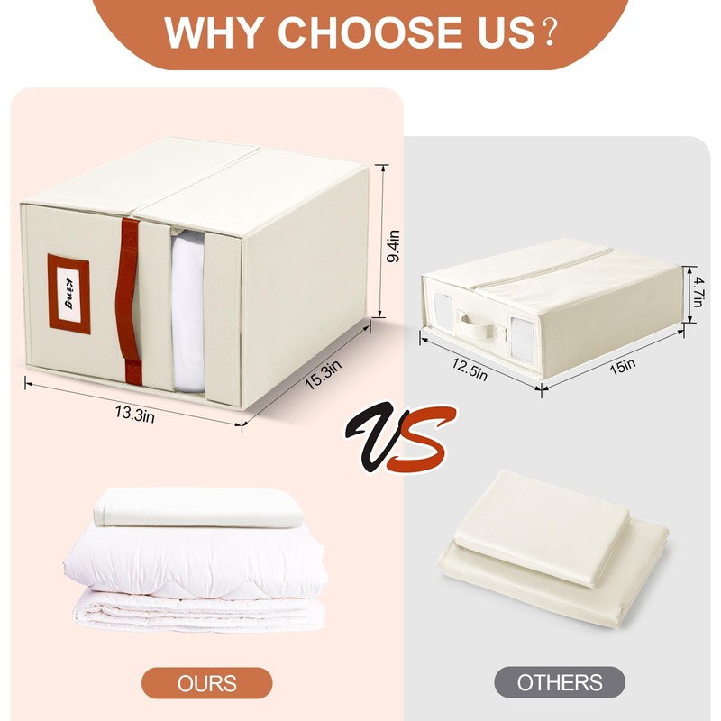 Jumpso 4 Pack Large Bed Sheet Organizer, Foldable King Queen