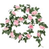 FAMI 4PCS(28.8 FT,16 Flowers) Fake Rose Vine Flowers Plants Artificial