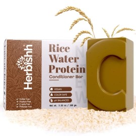 Herbishh Rice Water Conditioner Bar – Moisturizing Strengthening • Sulfate & Par