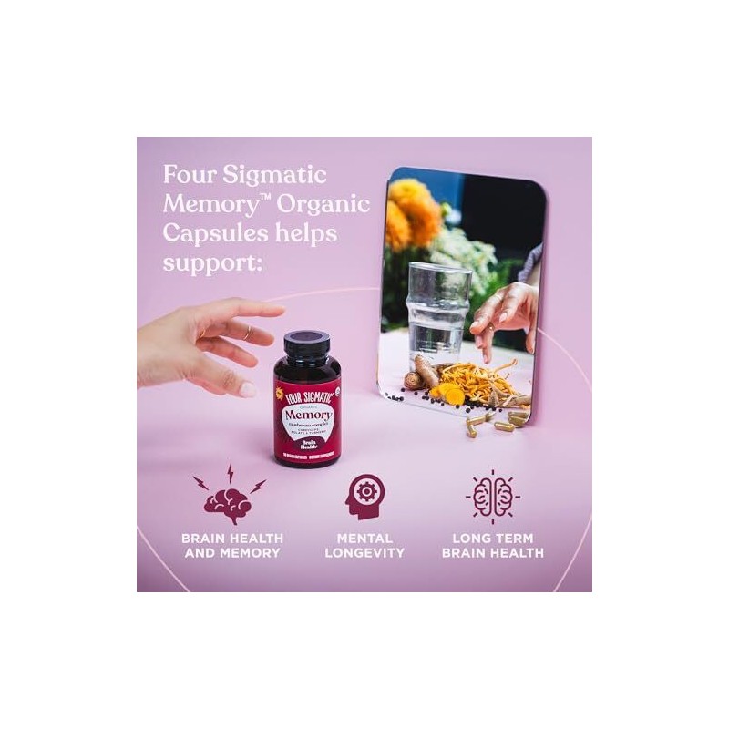 Four Sigmatic Herbal Supplement Adaptogens Mushroom Capsules for Cognitive Health