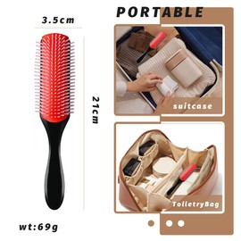 Curly Hair Brush D3, Curling Brush, Hair Brush Without Pulling Comb, 9 Rows Styling Brush for Detangling, Curling Comb for Him and Her Curly Hair Product Nylon Detangling (Light Pink)