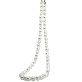 Faux Pearl Beaded Necklace, Glass Porcelain, (Black, 17 inch)