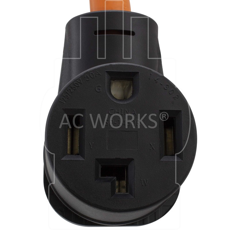 AC WORKS 50-Amp RV/Range/Generator 14-50 Piggy-Back Plug Adapter (To 4-Prong