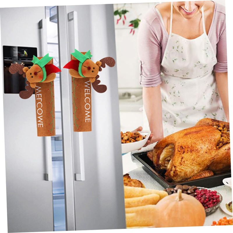 CORHAD Santa Snowman Elk Christmas Decor 3 Pieces Fabric Refrigerator
