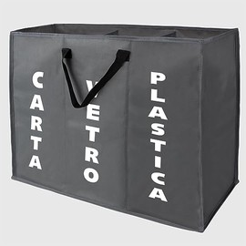 La Briantina Ecobag Space Saving Waste Separation Bag 3 Compartments Paper Glass Plastic 60 x 32 x 48 cm Polyester