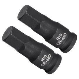 CoCud Impact Resistant Hex Bit Nut, 10 mm 1/4 Inch Square Drive 35 mm Length, CR-MO Chamfer Design, Pin Hole, Metric Hex Nut - (Applications: for Impact Wrenches DIY), Pack of 2