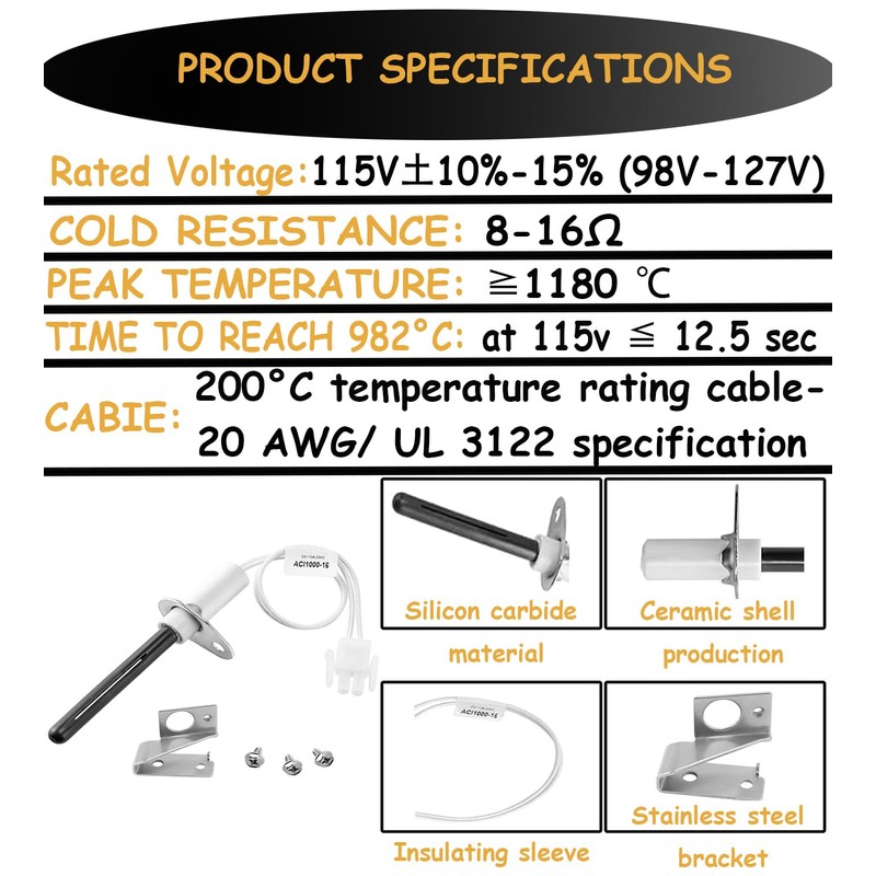 903110A 903110 (Reinforced) 115 Volt Universal Furnace Hot Surface Ignitors