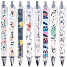 YJ PREMIUMS 8PC Religious Pens | Scripture Inspirational Bible Verse Jesus Church Message Quote Christian Pen for Women Mom Journals Pray Faith Light boligrafos bonitos para mujer Gifts in Bulk