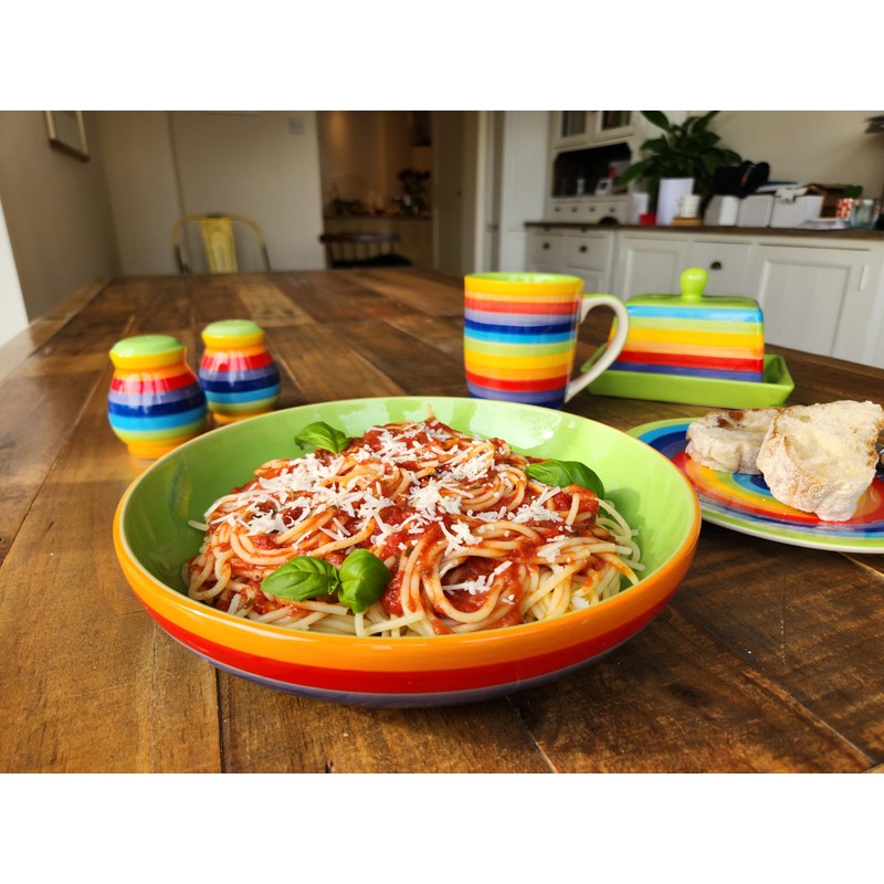 Purity Style Hand Painted Rainbow Stripe Ceramic 22 cm Pasta