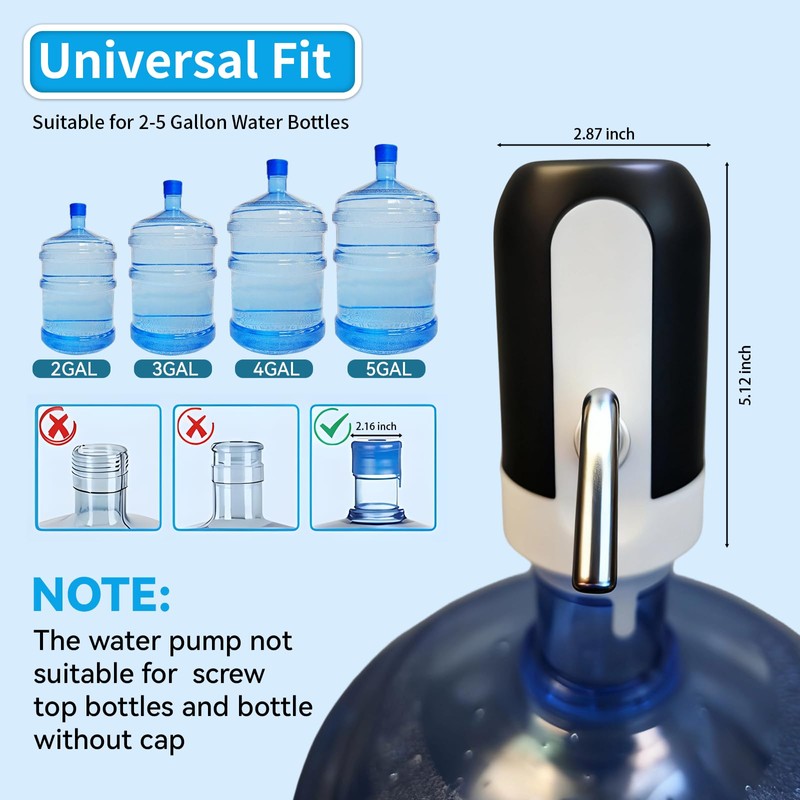 Water Dispenser for 5 Gallon Bottle, USB Charging Water Bottle